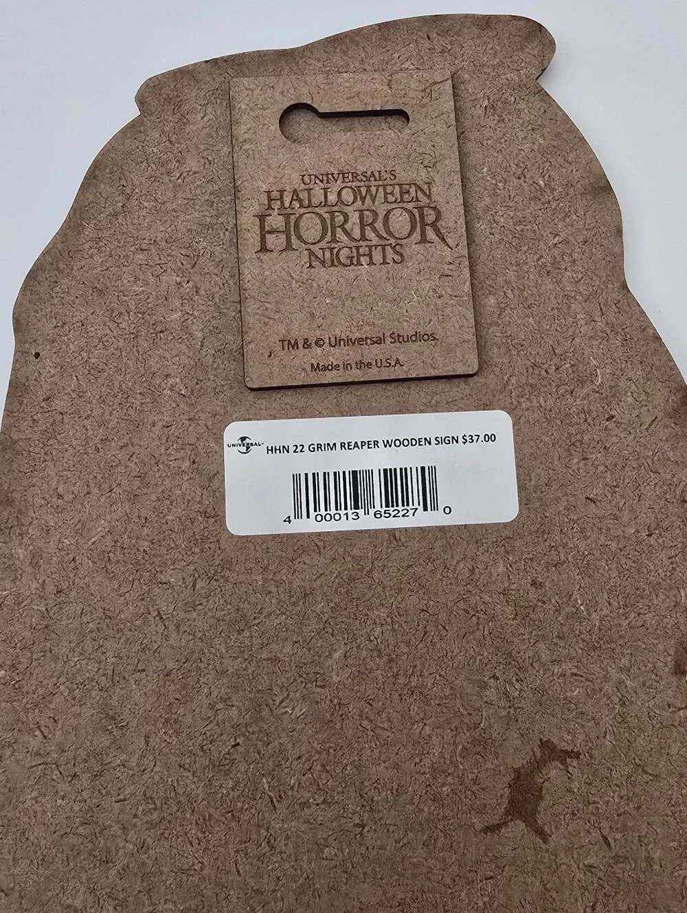 Universal Studios Halloween Horror Nights Grim Reaper Wooden Sign HHN Skeleton